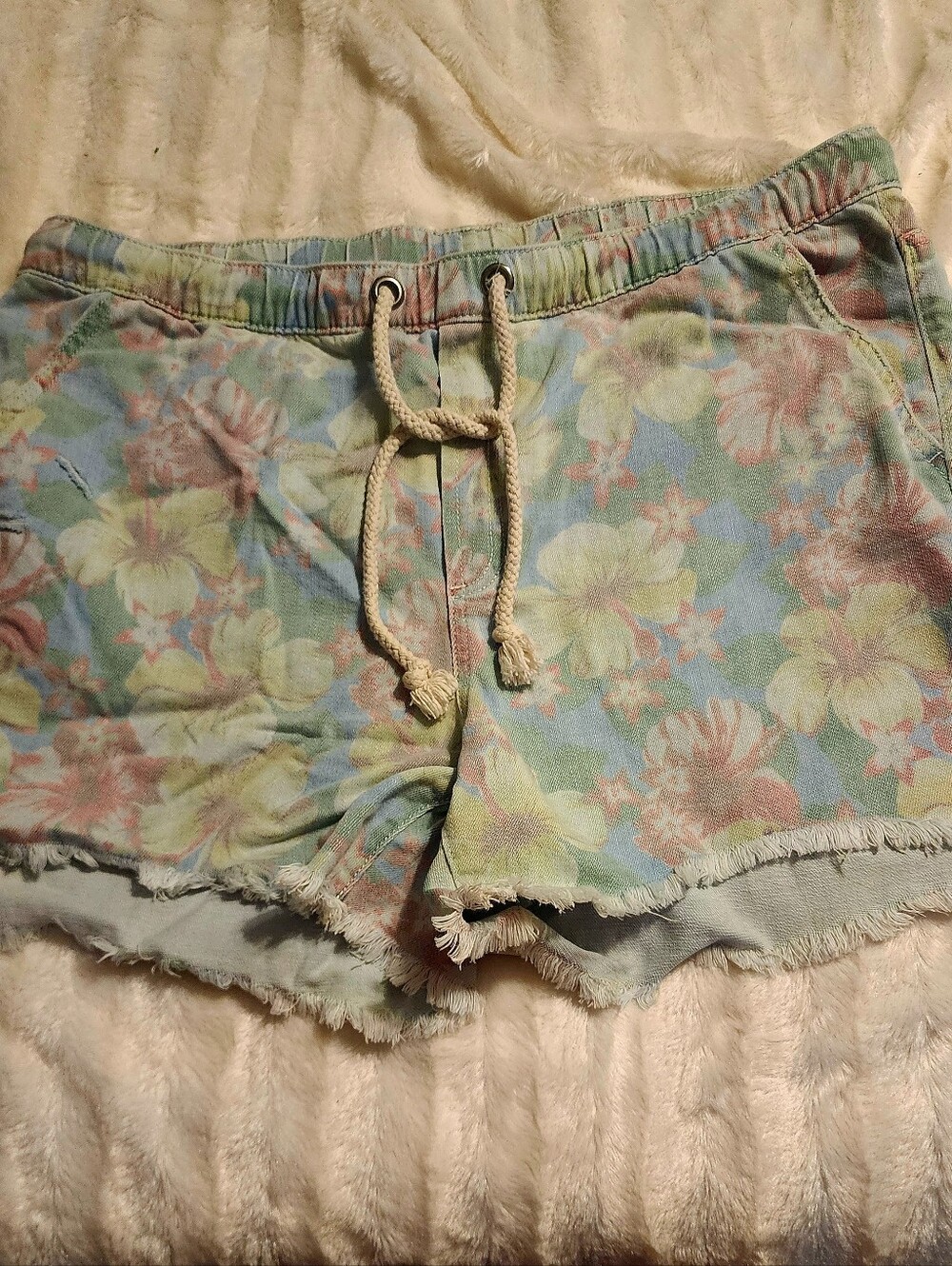 Floral Denim Pull On Shorts